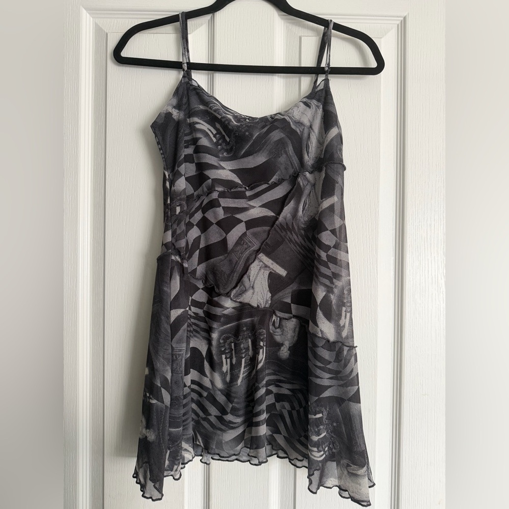Women’s Black & Gray Patterned Slip Dress